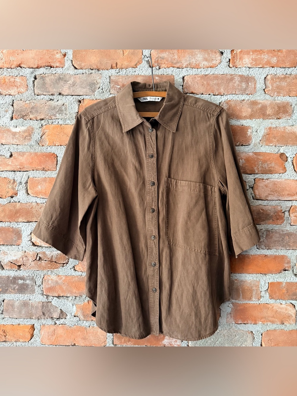 Zara | Linen Blend Button-Up Shirt